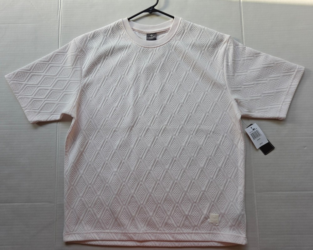 Saints Studio Men’s Apparel Embossed Baby Pink T-Shirt – Size: Medium