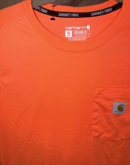 Carhartt Force Orange Solid Pocket Logo Crew Neck Tee Men’s Relaxed XS