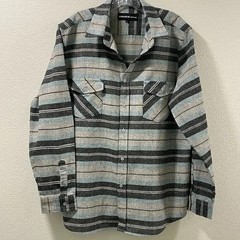 MEN’S MOLOKAI SURF CO Long Sleeve Button Up Stripe Black/Aqua Multi L