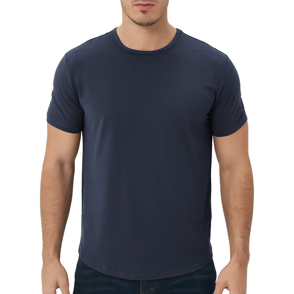 Men’s Ultra-Soft Viscose T-Shirt, Lightweight Curved Hem Cotton Blend Casual …