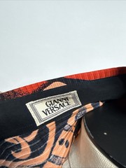 Vtg Gianni Versace Orange Red Picasso Print Silk Shirt IT 46 S