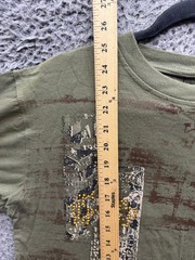 Y2k Redemption Embroidered Studded Patch Graphic T-Shirt Olive Green Mens Size M
