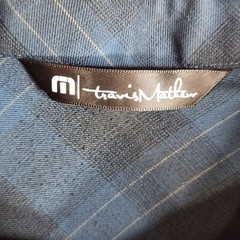 Travis Mathew Give It a Try Plaid Button Up Shirt Men’s Size XL Estate Blue Flaw