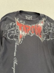 Vintage Y2K Tapout Thermal Shirt Long Sleeve Mens XL Black Goth American MMA Tee