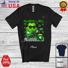 Custom Name ShamRock And Roll; St. Patrick’s Day Shamrock Guitar Guitarist Shirt