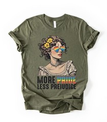 More Pride Less Prejudice Shirt, LGBTQ Tee, Rainbow Pride Top, Pride Month Gift