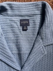 J.CREW Blue Solid Knit Button-Up Shirt Short Sleeve Spread Collar XL