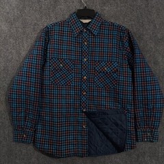 Vintage Timber Run Shacket Mens Medium Blue Plaid Flannel Quilt Lined Hunting