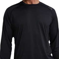 Men’s Athletic Performance Workout Raglan Long Sleeve Tech Tee, Black, Large