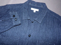 Banana Republic 100% Linen Relaxed Fit Dark Blue Button Up Shirt Men’s Large