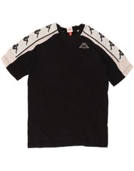 KAPPA Mens Graphic T-Shirt Top XS Black Colourblock Cotton CW20