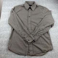 Express Design Studio Button Down Mens M Brown Pinstripe 80s Two-Ply Cotton