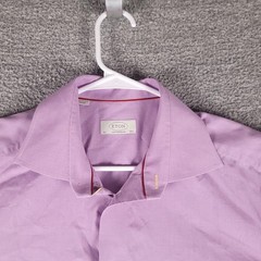 Eton Dress Shirt Mens 16.5 42 Purple Check Long Sleeve Cotton Romania Formal