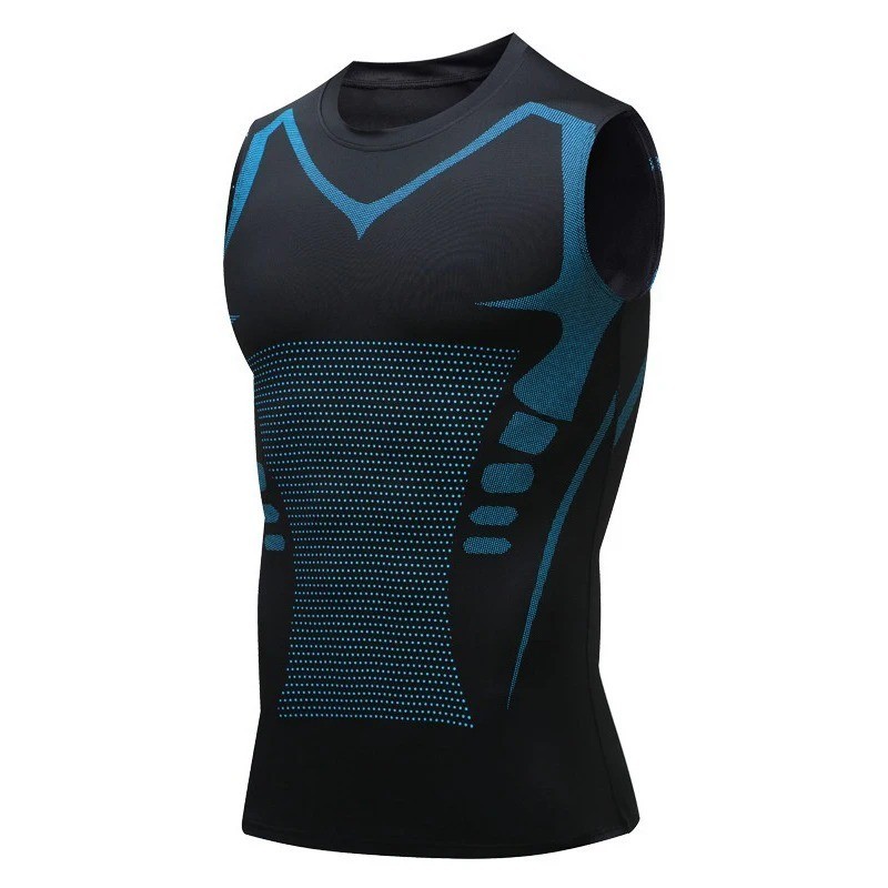 Men Compression Shirt Version Ionic Shaping Sleeveless Vest Sport Tank Top S-2XL