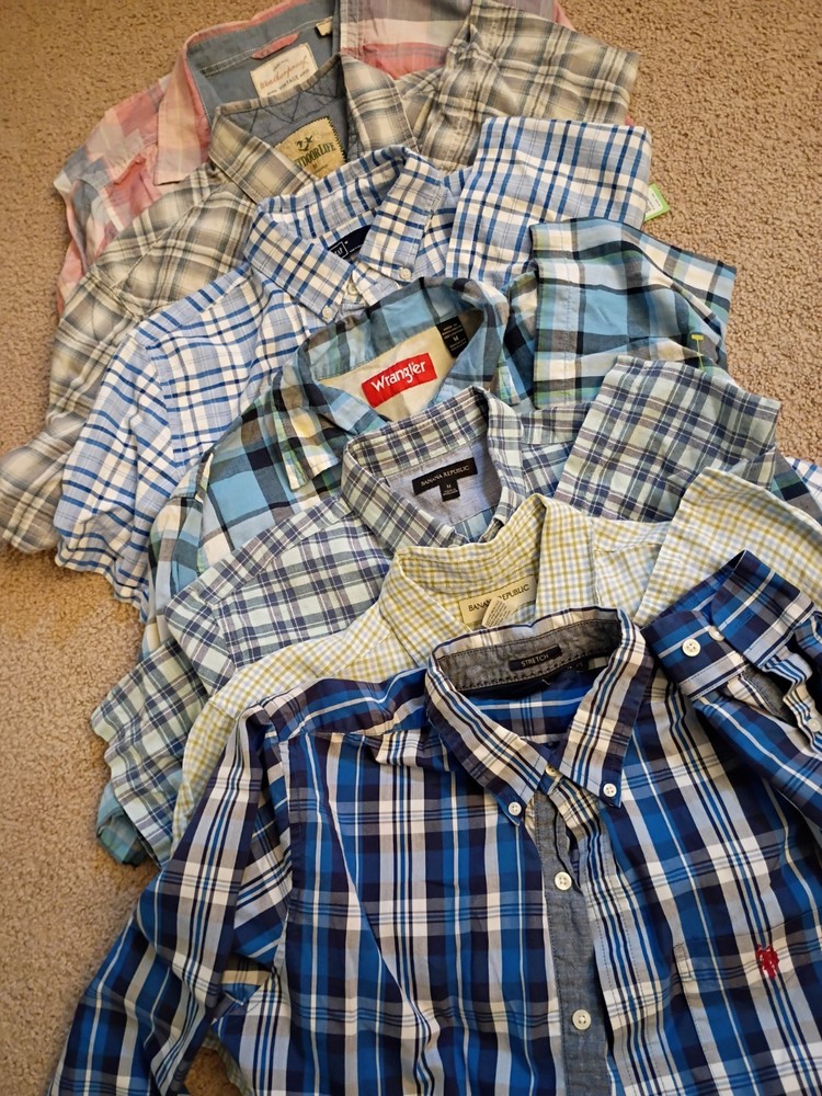 6 Pieces Men’s Summer Preppy Shirts Size M ,Reseller Liquidation, Lot 7 of 8