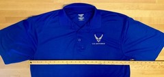 Blue U.S. Air Force Embroidered Polo Short Sleeve Shirt Moisture Wicking Size XL