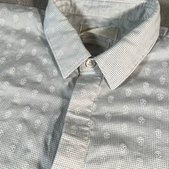 Alexander McQueen Button Down Shirt Men’s Size 48 White Skull Jacquard Micro Dot