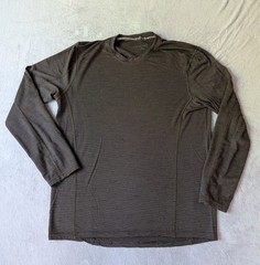 Smartwool Merino Wool Base Layer Top Men’s Large Brown Striped FLAWS* SW0SN705