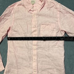 J.Crew Irish Linen Shirt Mens Small Light Pink Chest Pocket Slim Fit Button Down