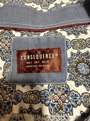 Consequence Button Down Shirt Mens Small Mosaic Print Cotton Stretch