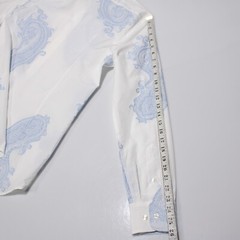 Etro NWOT Dress Shirt Size 38 in White with Blue Large Paisleys 100% Cotton