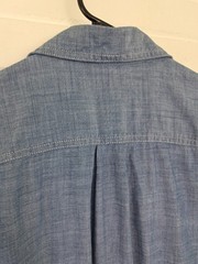 Amazon Essentials Men’s Chambray Button Up Short Sleeve Shirt Large Blue Regular