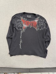 Vintage Y2K Tapout Thermal Shirt Long Sleeve Mens XL Black Goth American MMA Tee