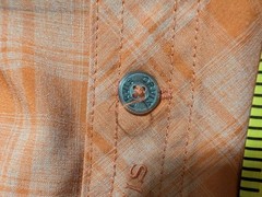 ORVIS Men’s Short Sleeve Button Down Tech Shirt Orange Plaid Size Medium
