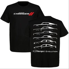 Dodge Charger Evolution T-Shirt Muscle Car Lineup Graphic Cotton Casual Tee