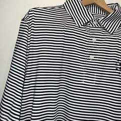 Southern Proper NWTS Golf Polo Poly Spandex Navy White Stripe Mens Sz Large