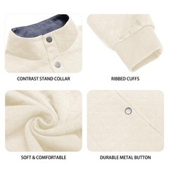Quilted Sweatshirts for Men Contrast Stand Collar Casual Quarter Button Fall …