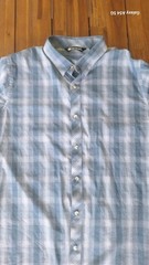TravisMathew Mens L Regular Blue White Plaid Cotton Woven Short Sleeve Button-Up