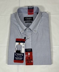 Chaps Regular Fit Button-Down Dress Shirt, Blue, Men’s Medium 15-15.5 34/35 NEW