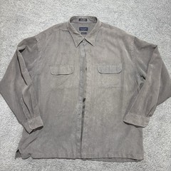 Van Heusen Mens Shirt Size XXL 18-18 1/2 LightGray Soft Suede Lined Thick