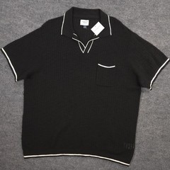 American Eagle Sweater Polo Shirt Mens XXL Black Johnny Collar Tipped Preppy NEW