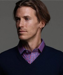 NWOT Collars & Co Medium Semi-Spread Collar Polo Tribeca Red / Blue Gingham Polo