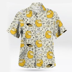 Cream Psyduck Doodle Pattern Pokemon Hawaiian Shirt
