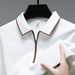 Light luxury brand long sleeved men’s polo shirt autumn fashion flip collar half