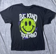 Day One Mind Be Kind To Your Mind Smiley Face Graphic T Shirt Black Large L