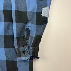 Big Bill Flannel Shirt Mens XL Blue Black Buffalo Plaid Distressed Workwear USA