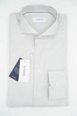 Eton Shirt Poplin Single Cuff Spread Geometric Slim Fit Size 41 16