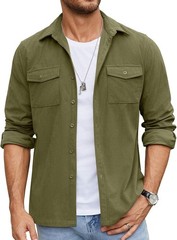 Men’s Button Down Waffle Shirt Jacket Casual Shacket Lightweight Overshirts