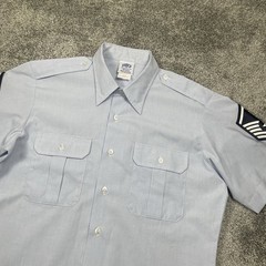 VTG USAF Air Force Short Sleeve Blue Service Shirt 16.5 Staff Sargent Chevrons