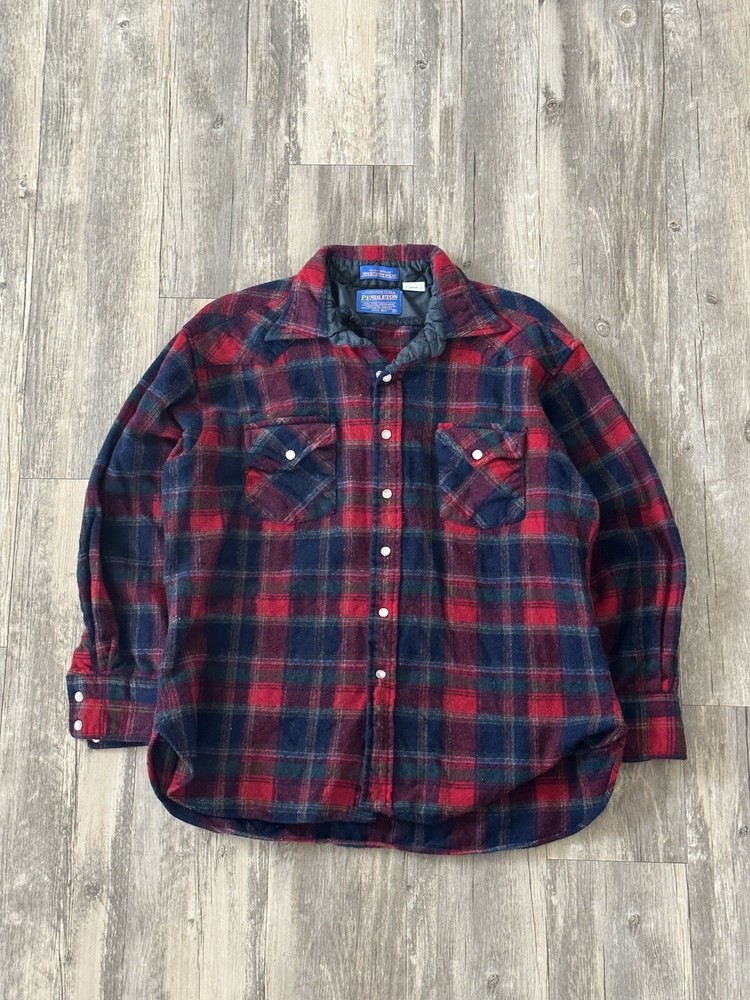 Vintage 80s Pendleton 100% Virgin Wool Western Plaid Shirt Sz XL VTG RARE