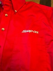 SNAP ON TOOLS DESTINATIONS EMBROIDERED BUTTON UP LS GARAGE WORK SHIRT MENS SZ S