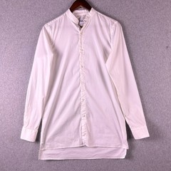 Zara Dress Shirt Men S White Long Length Mandarin Collar Button Front Minimalist