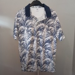 M&S Navy Polo Shirt Men’s Top Short Sleeve Tropical UK Size L 41-43″ Chest