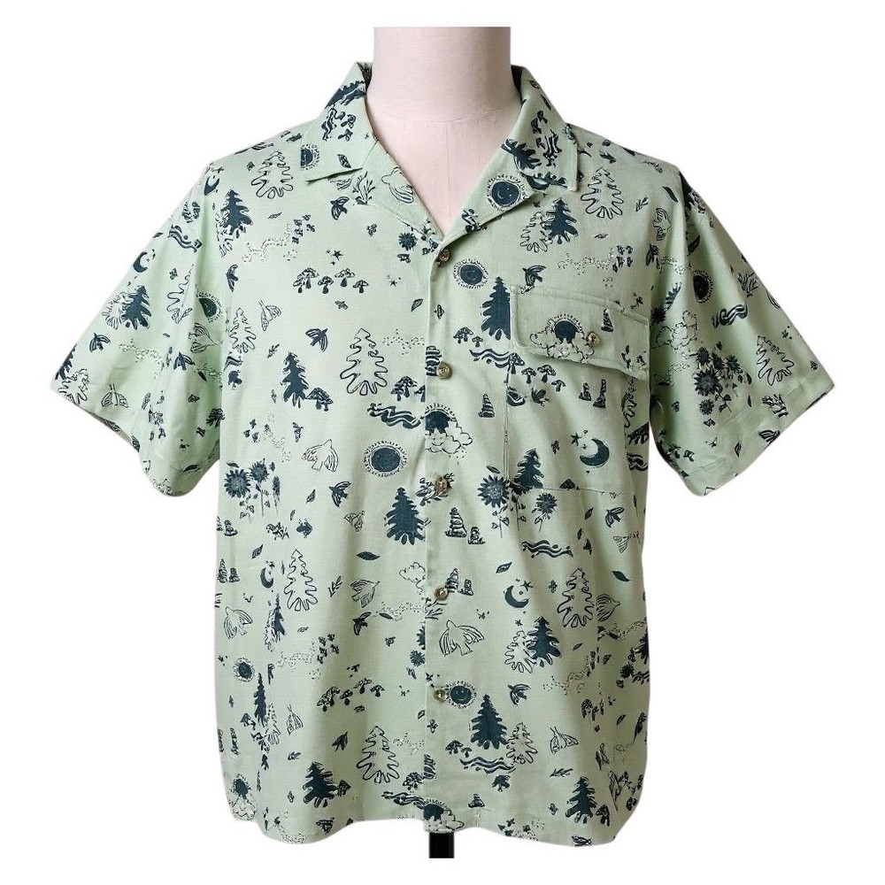 NEW Marmot Men’s LARGE Muir Novelty Camp Collar Short Sleeve Shirt Green