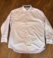 Stenströms Fitted Body Solid Purple Twofold Cotton Dress Shirt Long Sleeve 17 43