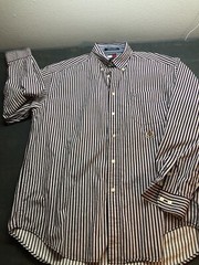 Tommy Hilfiger Shirt Men’s Size Large Pin Stripe Blue /Red/White Button Down